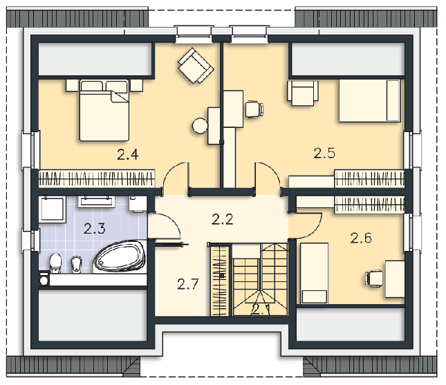 Rzut poddasza POW. 85,1 m²