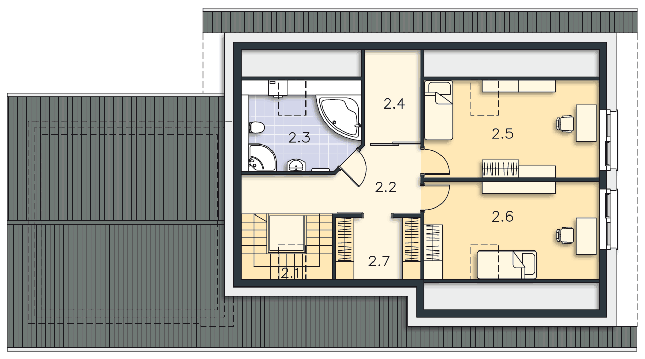 Rzut poddasza POW. 72,9 m²