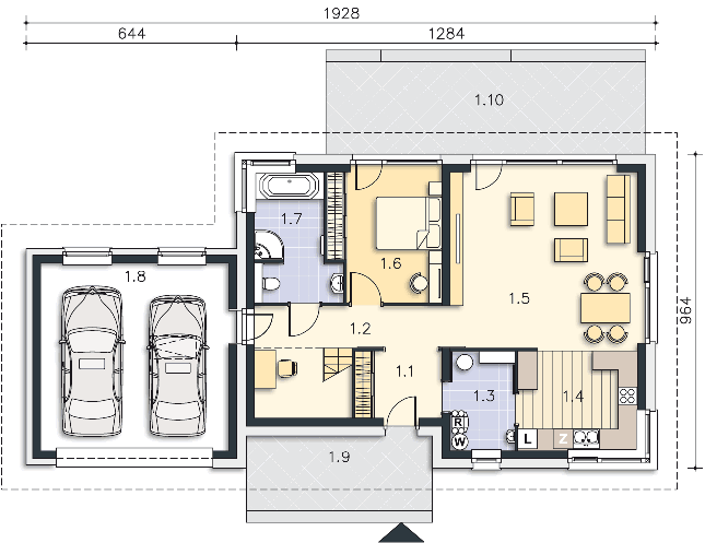Rzut parteru POW. 125,5 m²