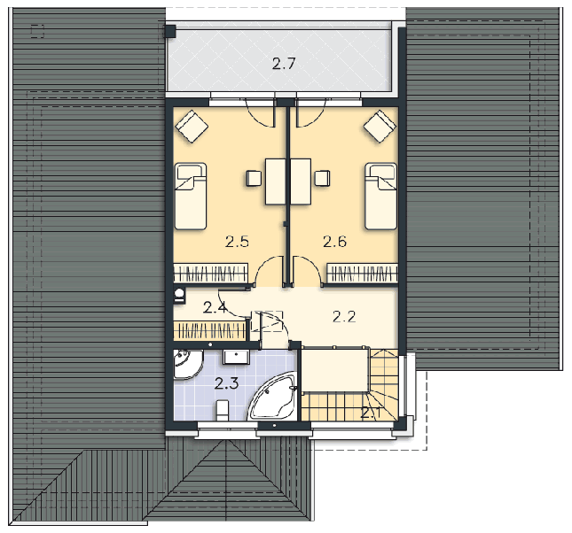 Rzut poddasza POW. 71,1 m²