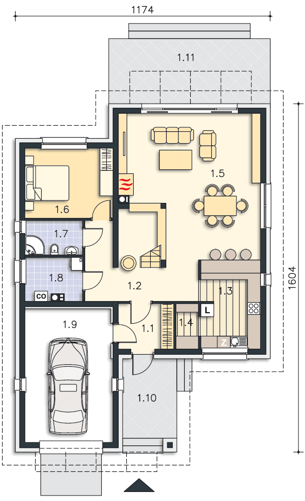 Rzut parteru POW. 120,6 m²