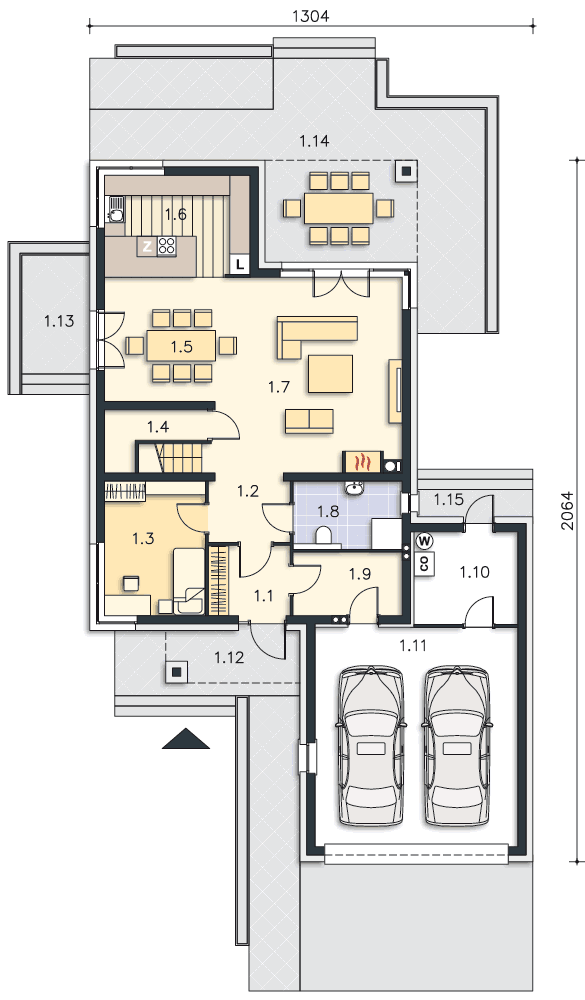 Rzut parteru POW. 139,8 m²