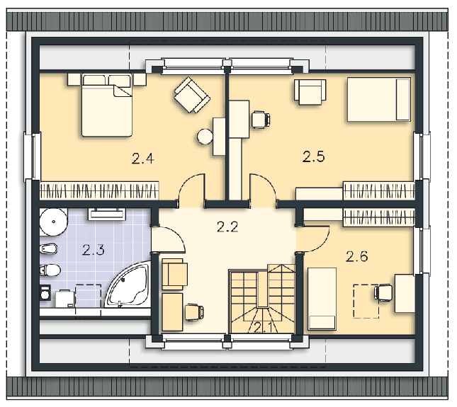 Rzut poddasza POW. 88,3 m²