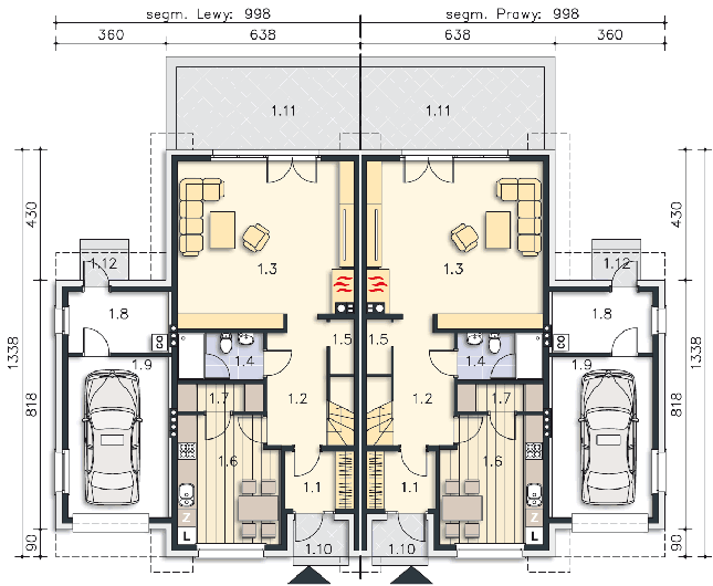 Rzut parteru POW. 88,6 m²