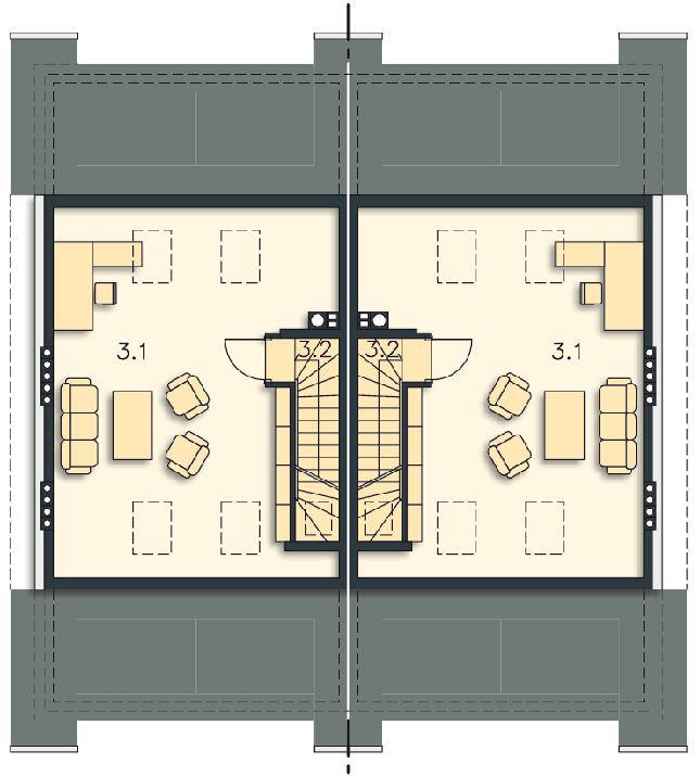 Rzut strychu POW. 42,5 m²