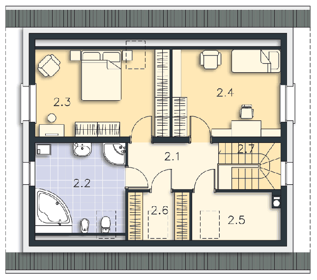 Rzut poddasza POW. 65,8 m²