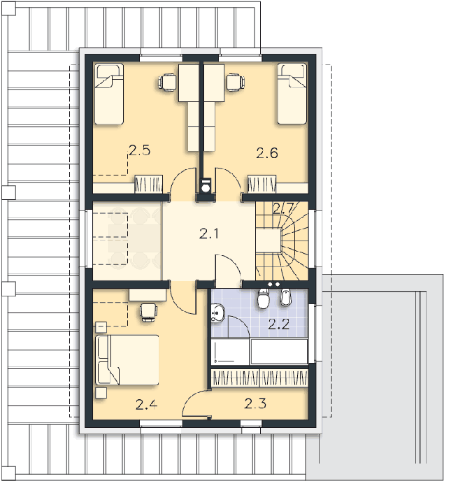 Rzut poddasza POW. 68,9 m²