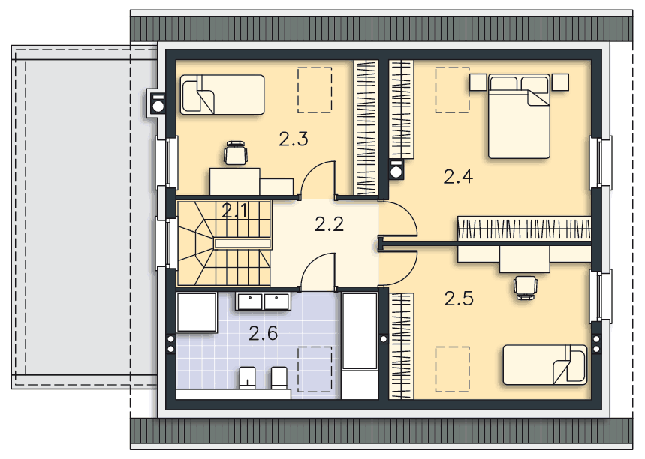 Rzut poddasza POW. 76,6 m²