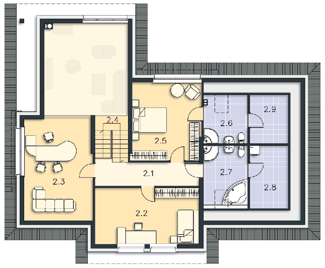 Rzut poddasza lustro POW. 110,3 m²