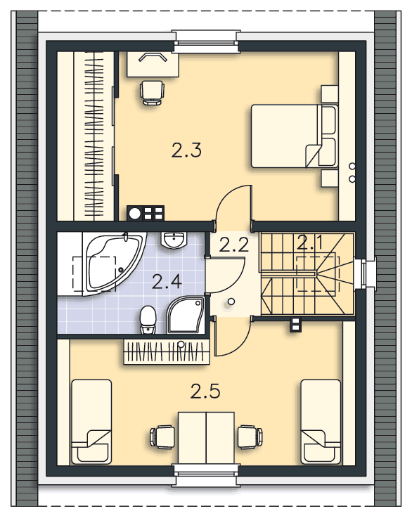 Rzut poddasza POW. 63,8 m²