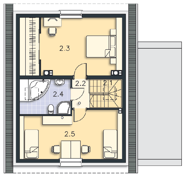 Rzut poddasza POW. 63,5 m²
