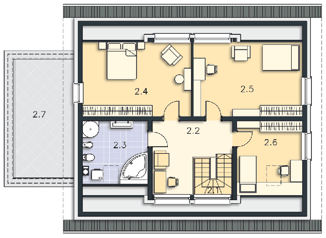 Rzut poddasza POW. 91,3 m²