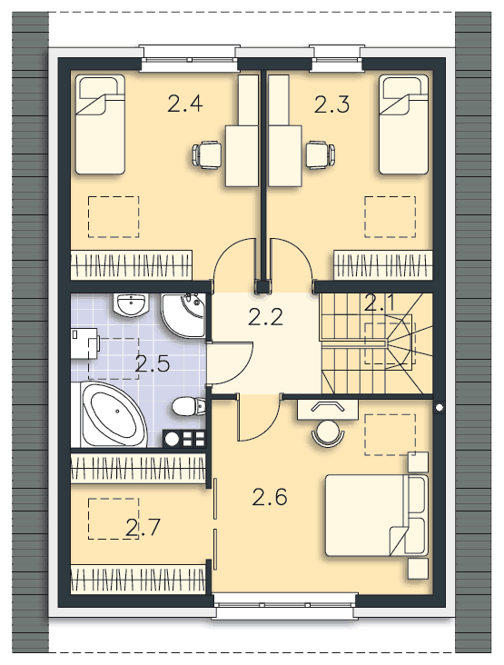 Rzut poddasza POW. 69,7 m²