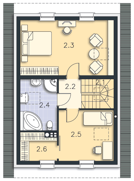 Rzut poddasza POW. 57,1 m²