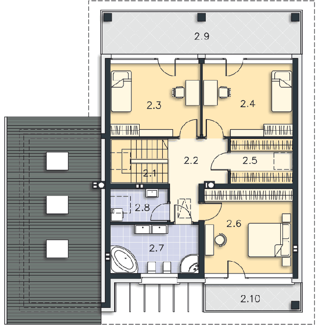 Rzut poddasza POW. 107,4 m²