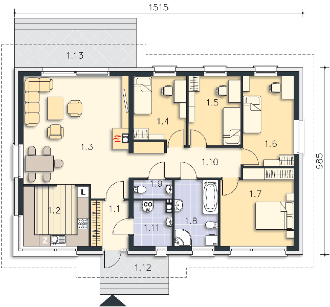 Rzut parteru POW. 120,4 m²