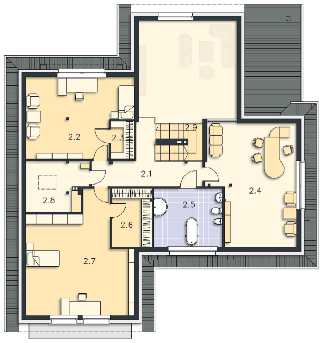 Rzut poddasza POW. 151,7 m²