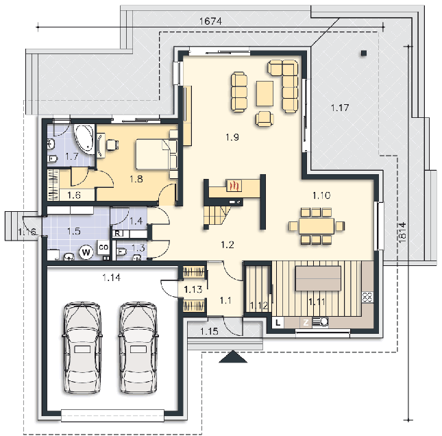 Rzut parteru POW. 178,4 m²