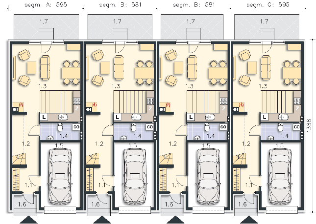 Rzut parteru POW. 64,3 m²