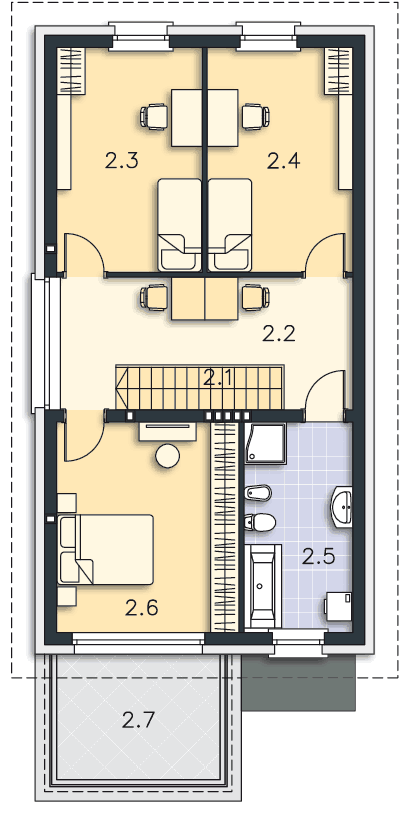 Rzut piętra POW. 73,6 m²