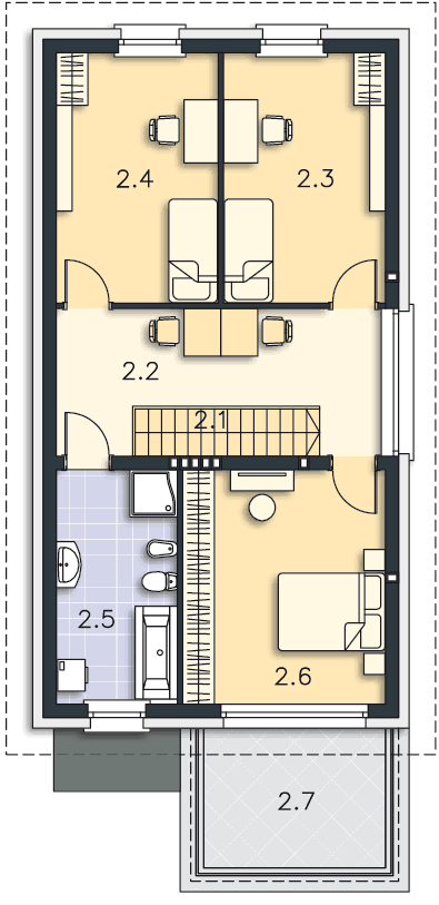 Rzut piętra lustro POW. 73,6 m²