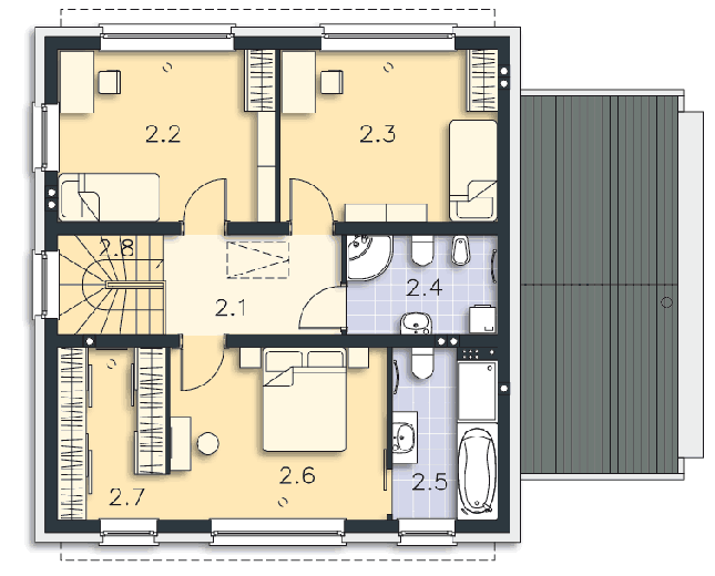 Rzut piętra POW. 72,4 m²