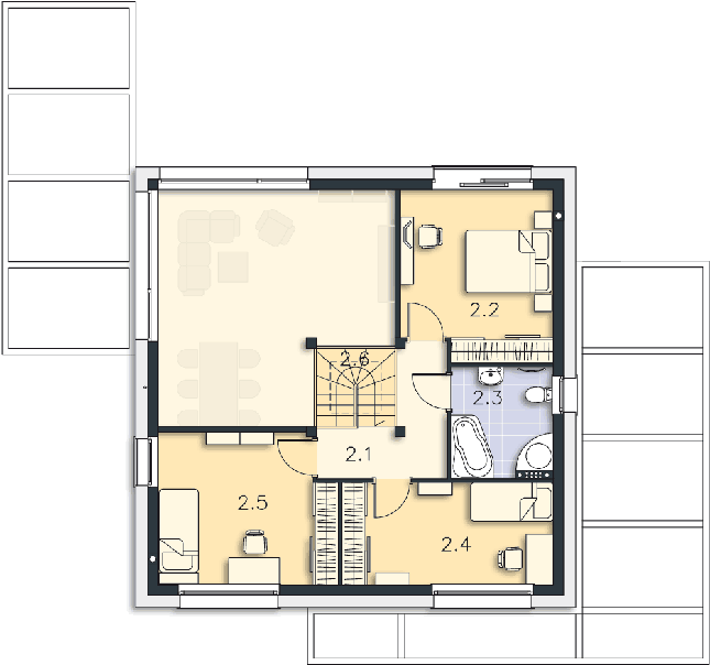 Rzut piętra POW. 56,6 m²