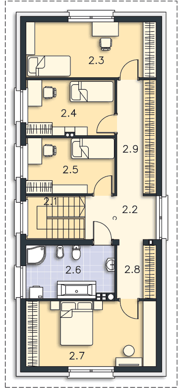 Rzut piętra POW. 88,8 m²