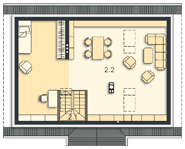 Rzut poddasza POW. 74,0 m²