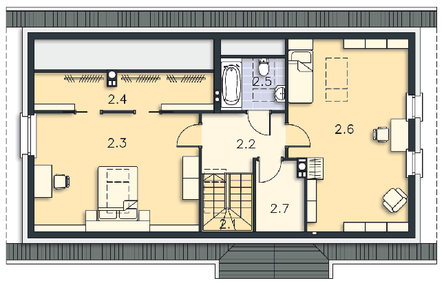 Rzut poddasza POW. 104,4 m²