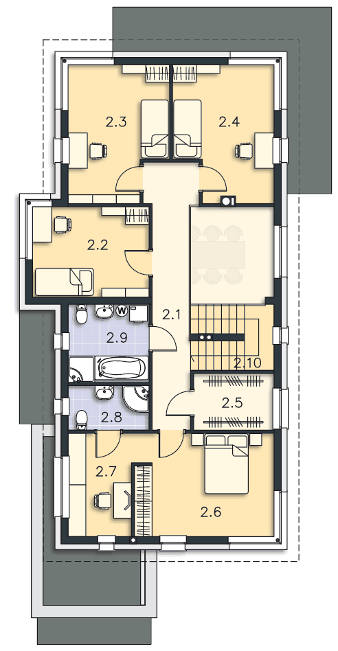 Rzut piętra POW. 99,4 m²