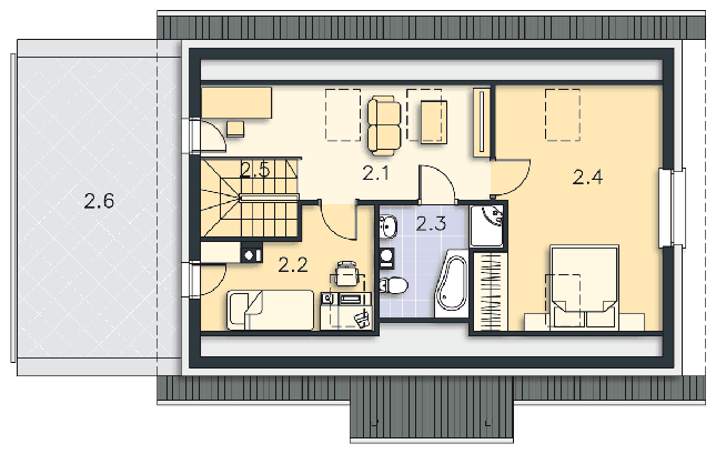 Rzut poddasza POW. 59,2 m²