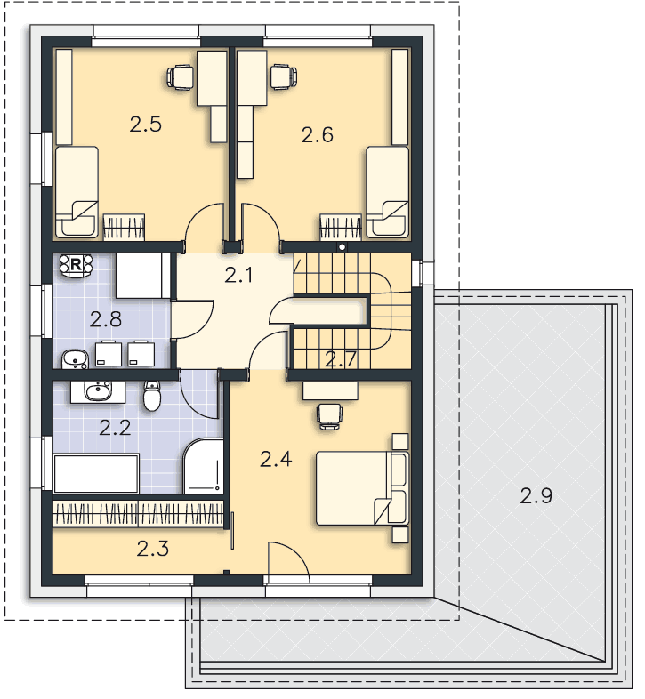 Rzut poddasza POW. 84,0 m²