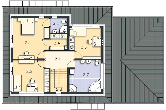Rzut piętra POW. 81,4 m²