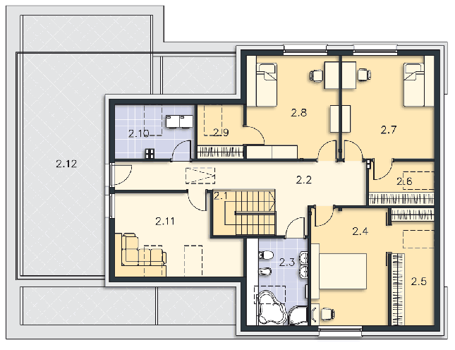 Rzut poddasza POW. 140,3 m²