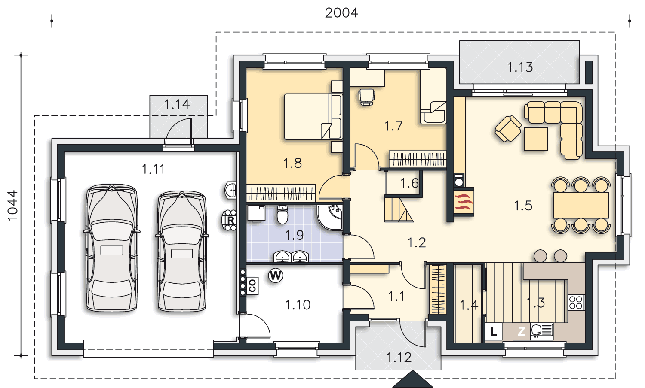 Rzut parteru lustro POW. 137,5 m²