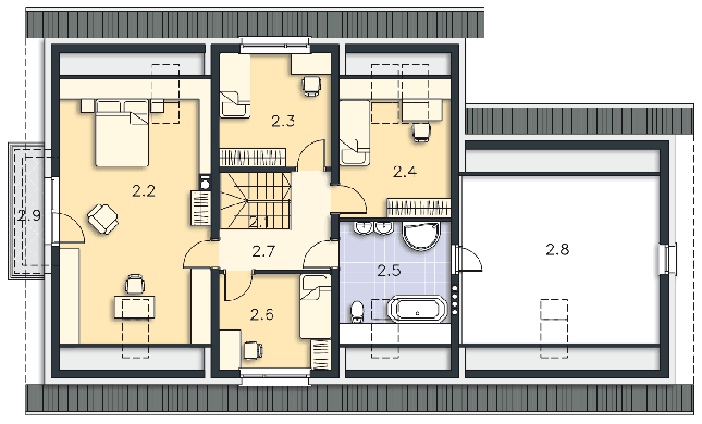 Rzut poddasza POW. 115,3 m²
