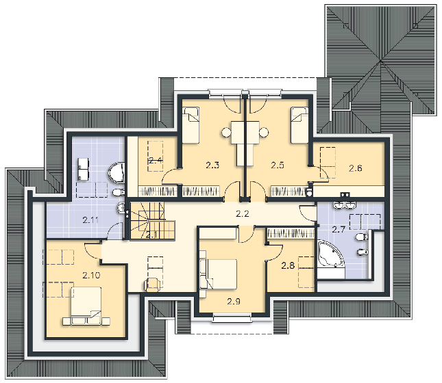 Rzut poddasza POW. 158,9 m²