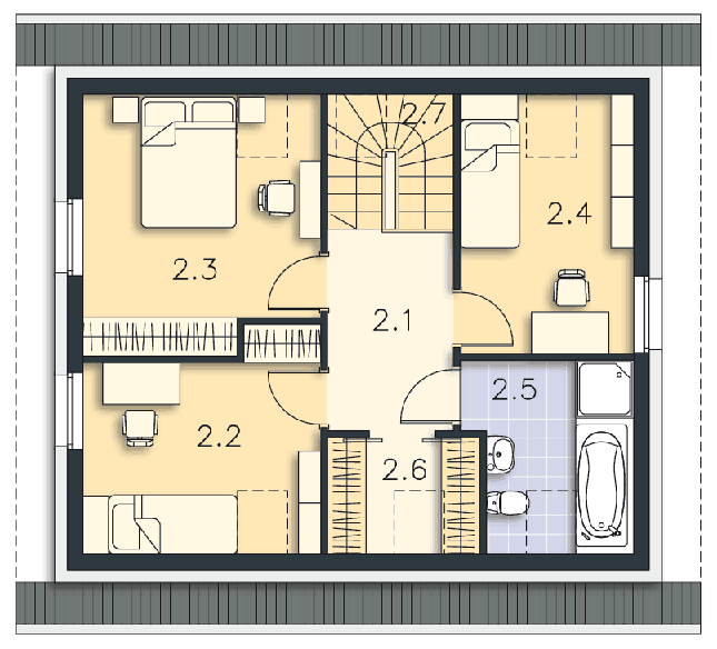 Rzut poddasza POW. 58,2 m²