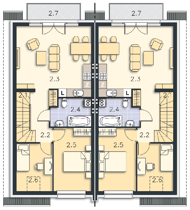 Rzut piętra POW. 67,6 m²