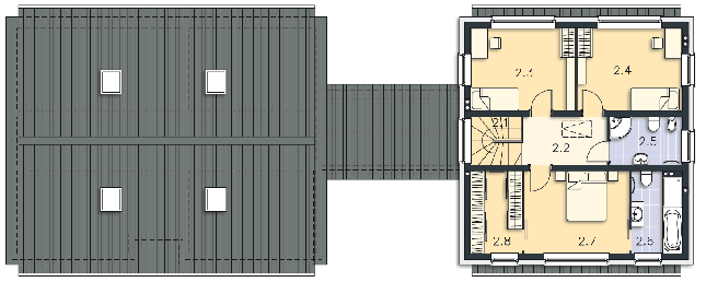 Rzut piętra POW. 72,0 m²