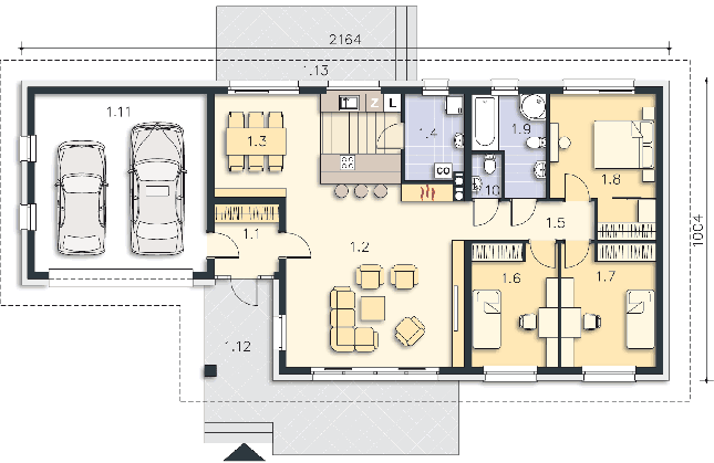 Rzut parteru POW. 154,1 m²
