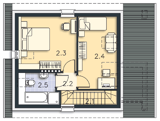 Rzut poddasza POW. 41,4 m²