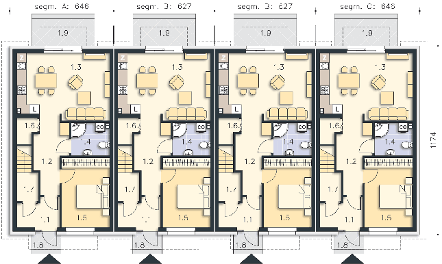 Rzut parteru POW. 57,1 m²