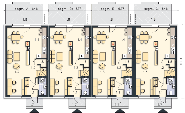 Rzut parteru POW. 53,0 m²