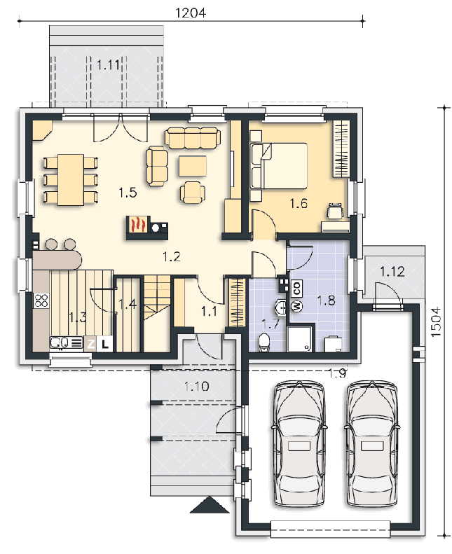 Rzut parteru POW. 115,7 m²