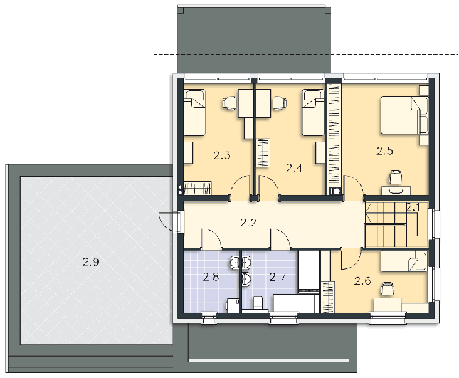 Rzut piętra POW. 96,2 m²