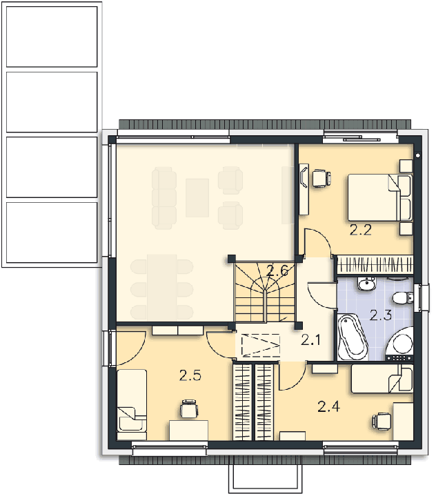 Rzut piętra POW. 56,6 m²
