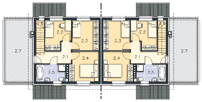 Rzut piętra POW. 45,1 m²