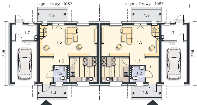 Rzut parteru POW. 67,0 m²